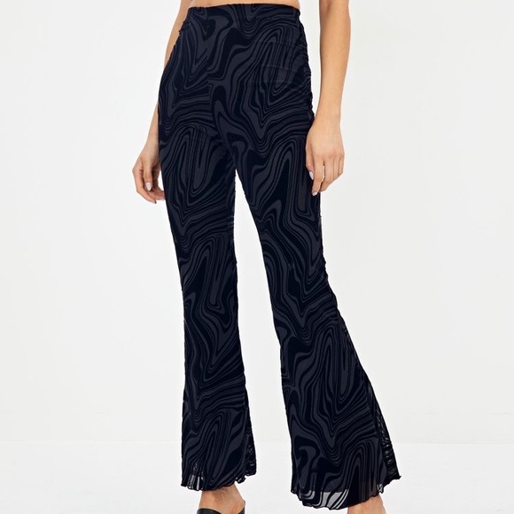 ❌ SOLD ❌ Glassons Wavy Mesh & Velvet Flare Pants - Picture 2 of 2